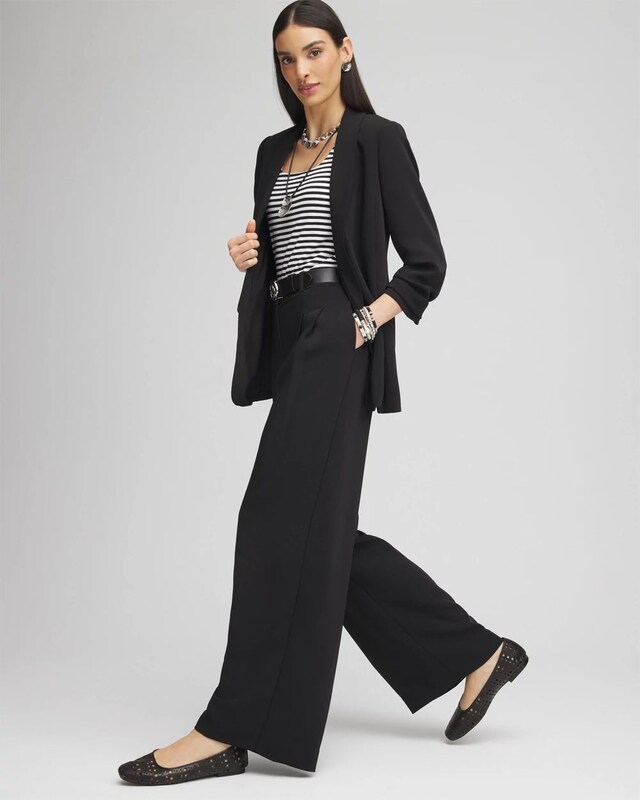 Crepe Pleated Relaxed Pants - image 2